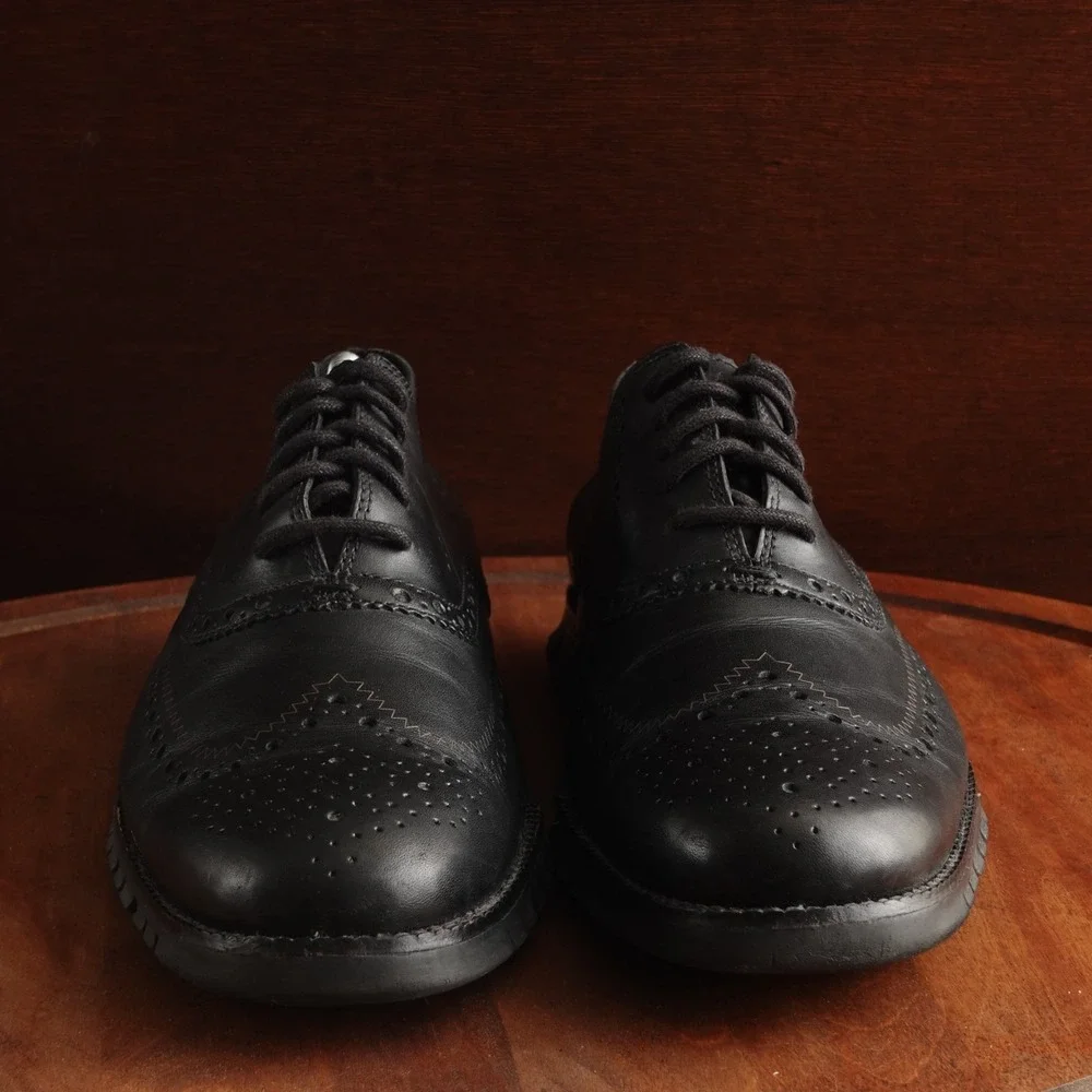 Cole Haan Oxfords Mens SZ 10.5M BLK ZeroGrand Wingtip Leather Office Career Shoe